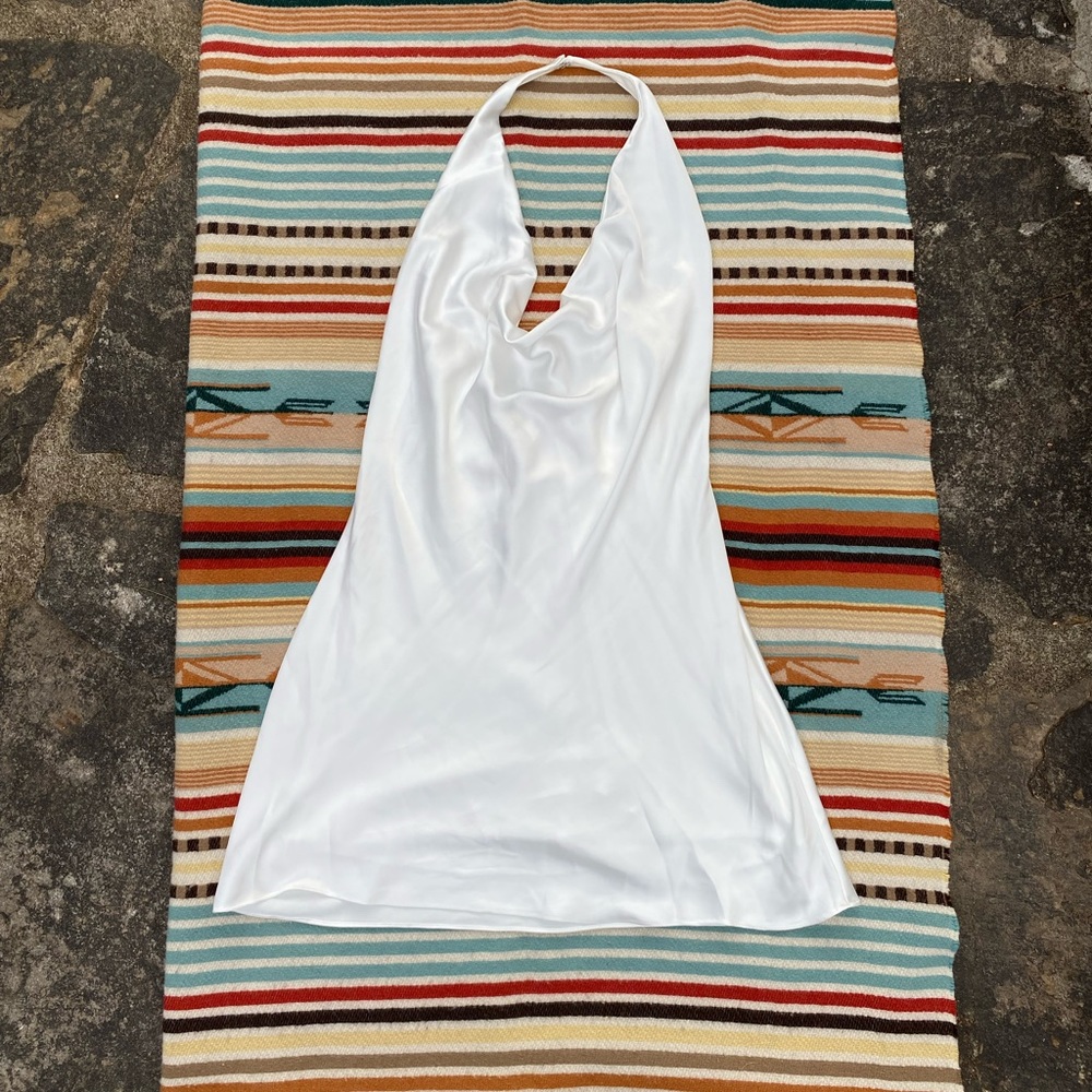 Mac Duggar Satin Open Back Cowl Neck Mini Dress - Size 10